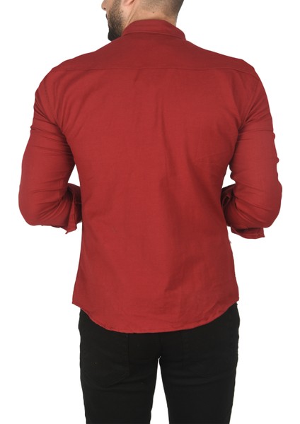 Slim Fit Dar Kesim Pamuklu Spor Gömlek Jakar Kumaş Likralı Gömlek 2500423 fırsatları