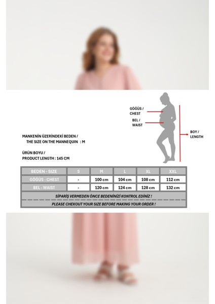 Hamile Içi Astarli Şifon Elbise Bel Bağcık ve Önden Açılan Düğmeleri Detaylı (Emzirme)