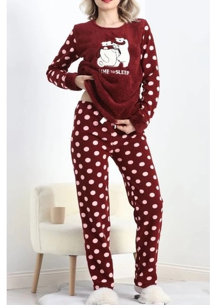 Polatlı Alt Üst Pontiyeli Pijama Takımı Bordo