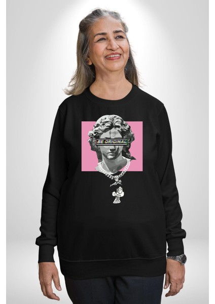 Özgün Ol.rönesans Heykel Erkek Kadın Unisex Dijital Baskılı Siyah Sweatshirt