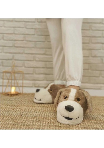 Konfor Sevimli Köpek Figürlü Peluş Panduf Ünisex Hayvanlı Panduf