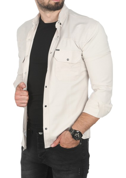 Slim Fit Dar Kesim Pamuklu Spor Gömlek Jakar Kumaş Likralı Gömlek 2500423 fiyatları