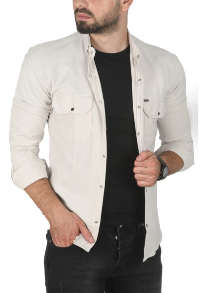 Slim Fit Dar Kesim Pamuklu Spor Gömlek Jakar Kumaş Likralı Gömlek 2500423 fırsatları