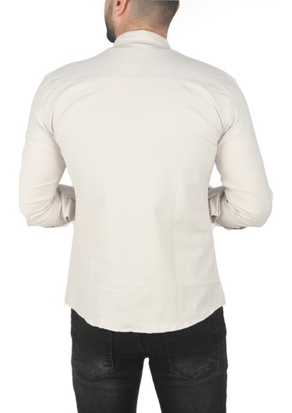 Slim Fit Dar Kesim Pamuklu Spor Gömlek Jakar Kumaş Likralı Gömlek 2500423 indirimleri