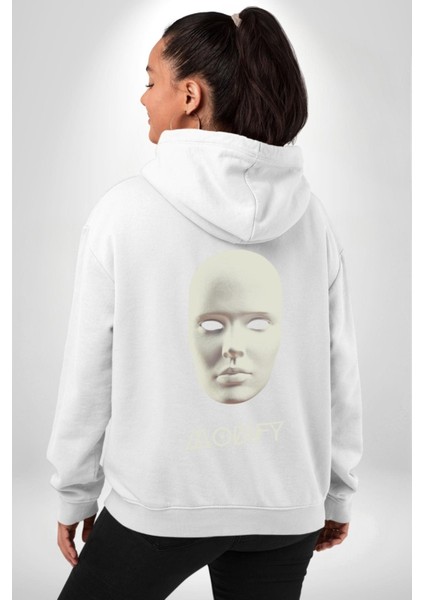Boyanabilir Maskı Sokak Stili Erkek Kadın Beyaz Ön Sırt Baskılı Kapüşonlu Sweatshirt Hoodie modelleri