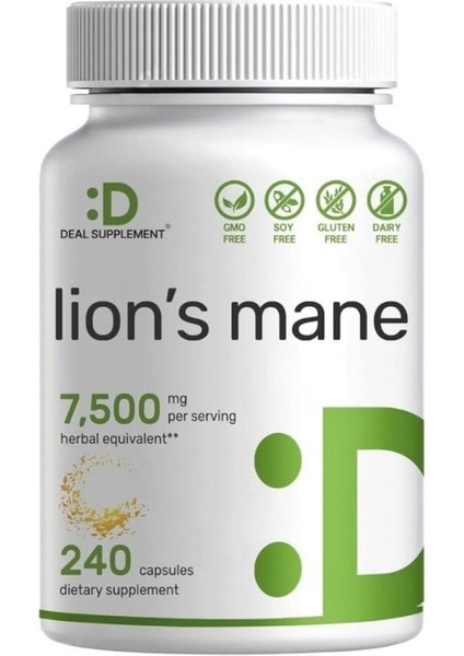 Lions Mane Mushroom 7.500 Mg 240 Capsules