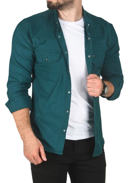 Slim Fit Dar Kesim Pamuklu Spor Gömlek Jakar Kumaş Likralı Gömlek 2500423 fırsatları