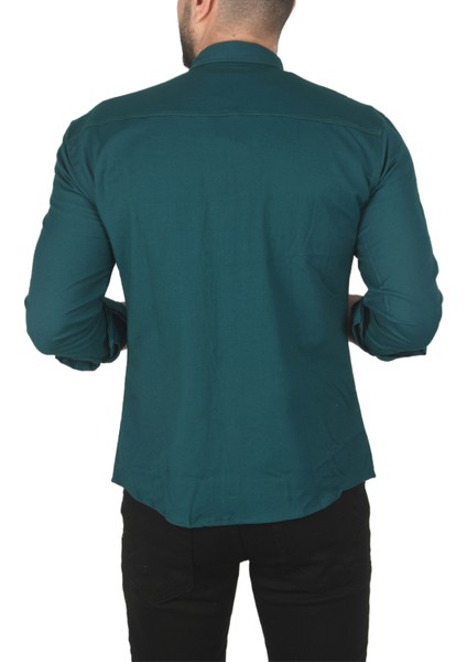 Slim Fit Dar Kesim Pamuklu Spor Gömlek Jakar Kumaş Likralı Gömlek 2500423 indirimleri