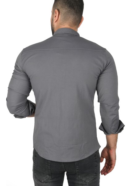 Slim Fit Dar Kesim Pamuklu Spor Gömlek Jakar Kumaş Likralı Gömlek 2500423 indirimleri