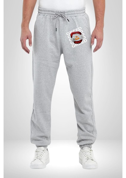 Dudak Dolar Açgözlülük Simgesi Erkek Kadın Gri Lastikli Bel Paca Eşofman Altı modelleri