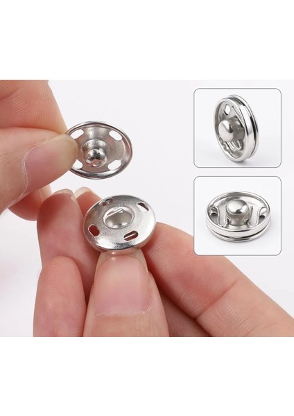 Metal Dikmeli Çıt Çıt Düğme 15MM(1.5CM) Gümüş -6 Adet