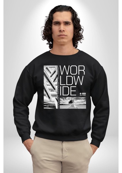 Mimari Fikir Erkek Kadın Unisex Dijital Baskılı Siyah Sweatshirt fiyatları