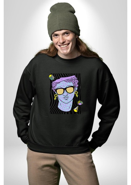 Sadece Piskoloji Erkek Kadın Unisex Dijital Baskılı Siyah Sweatshirt