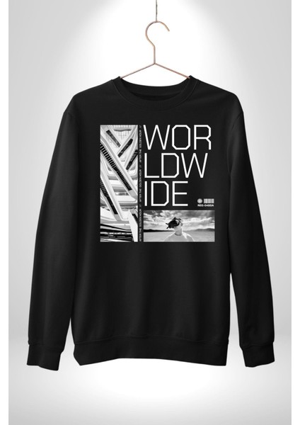 Mimari Fikir Erkek Kadın Unisex Dijital Baskılı Siyah Sweatshirt fırsatları