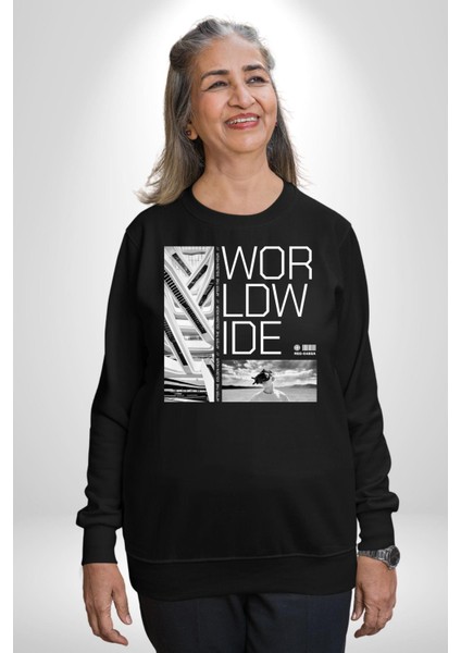 Mimari Fikir Erkek Kadın Unisex Dijital Baskılı Siyah Sweatshirt indirimleri