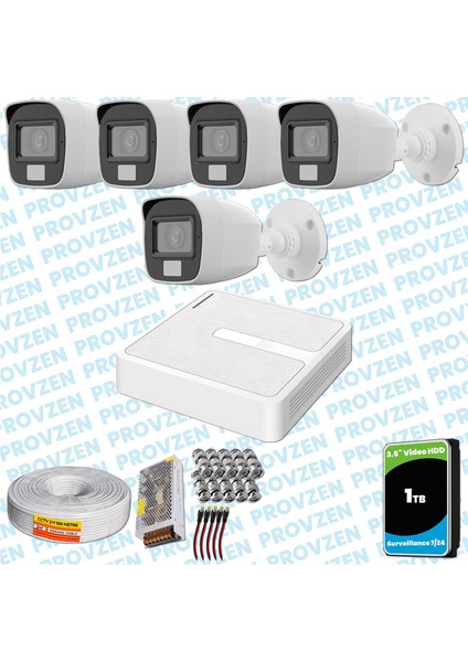 Hilook 5 Kameralı Full Hd Colorvu Mikrofonlu Güvenlik Kamerası Olay Anında Bildirim