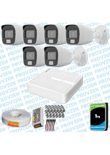Hilook 6 Kameralı Full Hd Colorvu Mikrofonlu Güvenlik Kamerası Olay Anında Bildirim