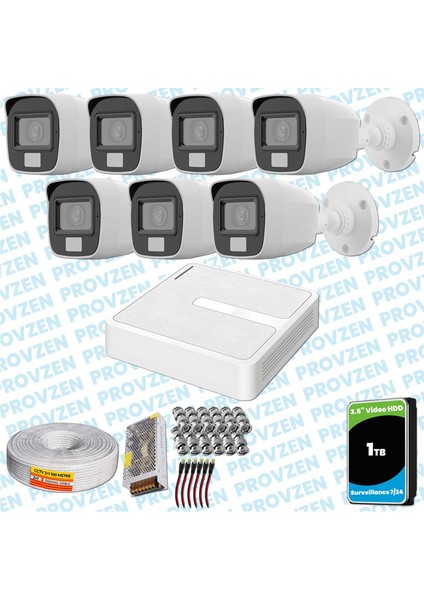 Hilook 7 Kameralı Full Hd Colorvu Mikrofonlu Güvenlik Kamerası Olay Anında Bildirim