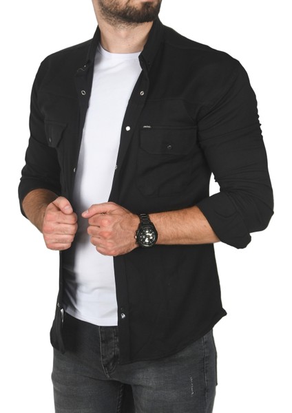 Slim Fit Dar Kesim Pamuklu Spor Gömlek Jakar Kumaş Likralı Gömlek 2500423 fırsatları