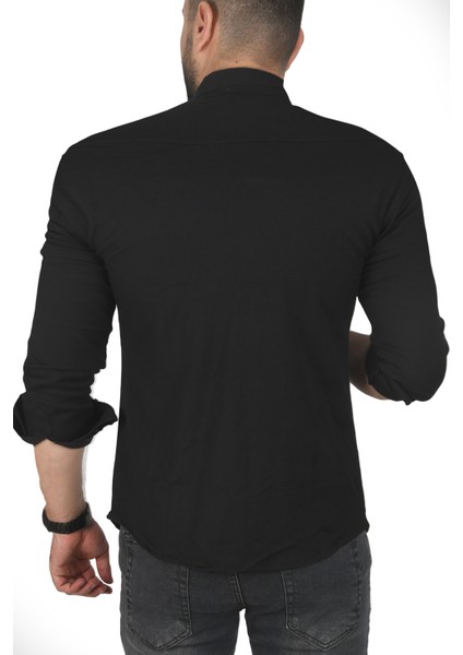 Slim Fit Dar Kesim Pamuklu Spor Gömlek Jakar Kumaş Likralı Gömlek 2500423 indirimleri