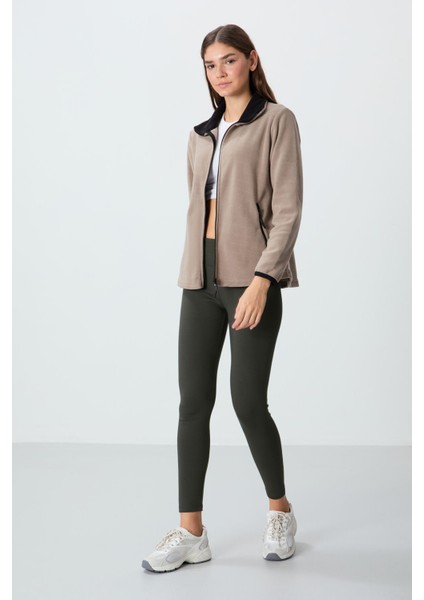Rahat Form Dik Yaka 2li Paket Siyah-Koyu Bej Kadın Polar Sweatshirt - 97173 fırsatları