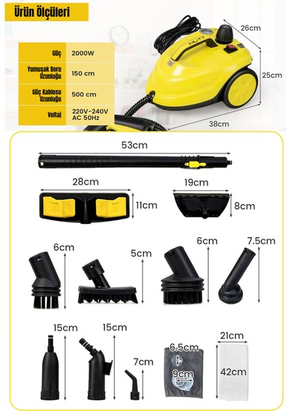 Profesyonel 2000W Yüksek Sıcaklık Buharlı Temizlik | Halı, Koltuk, Araç ve Mutfak Için fırsatları