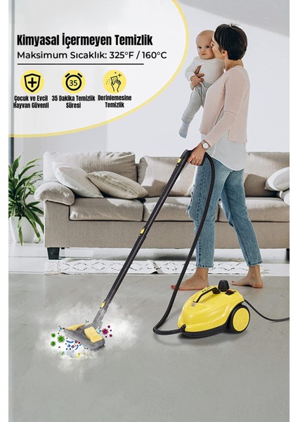 Profesyonel 2000W Yüksek Sıcaklık Buharlı Temizlik | Halı, Koltuk, Araç ve Mutfak Için modelleri