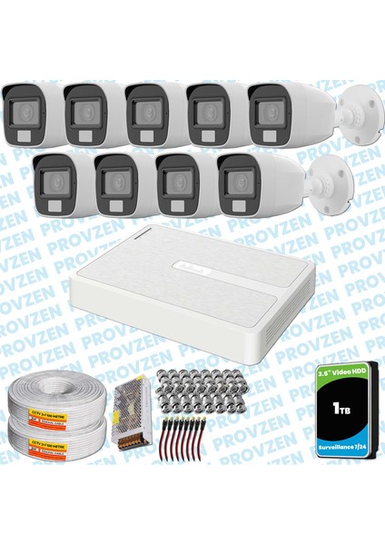 Hilook 9 Kameralı Full Hd Colorvu Mikrofonlu Güvenlik Kamerası Olay Anında Bildirim