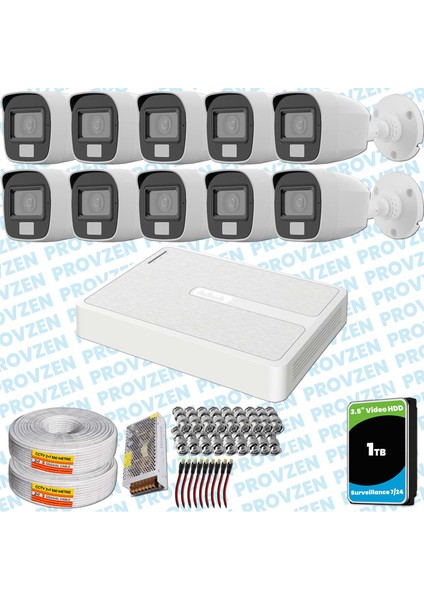 Hilook 10 Kameralı Full Hd Colorvu Mikrofonlu Güvenlik Kamerası Olay Anında Bildirim