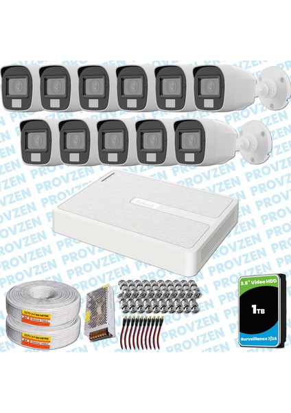 Hilook 11 Kameralı Full Hd Colorvu Mikrofonlu Güvenlik Kamerası Olay Anında Bildirim