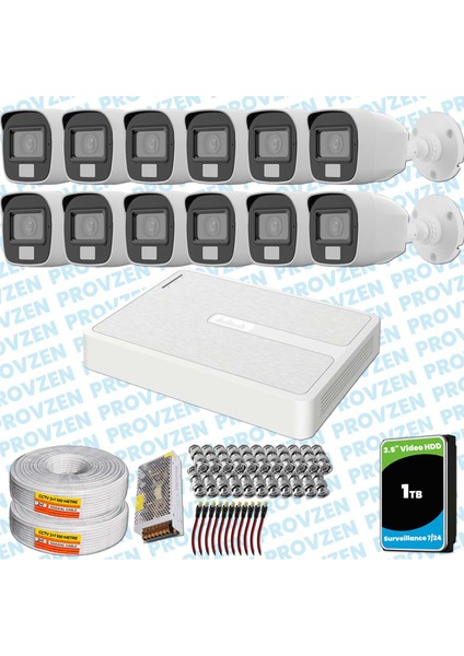 Hilook 12 Kameralı Full Hd Colorvu Mikrofonlu Güvenlik Kamerası Olay Anında Bildirim