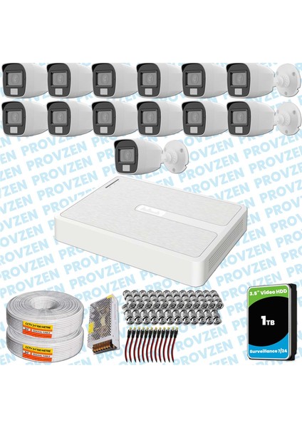 Hilook 13 Kameralı Full Hd Colorvu Mikrofonlu Güvenlik Kamerası Olay Anında Bildirim