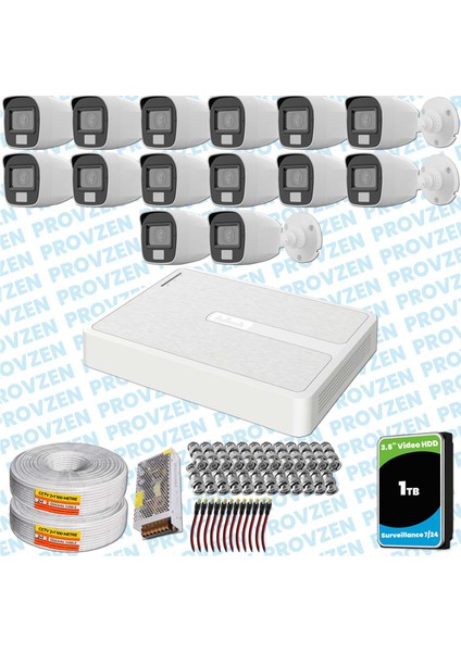 Hilook 14 Kameralı Full Hd Colorvu Mikrofonlu Güvenlik Kamerası Olay Anında Bildirim