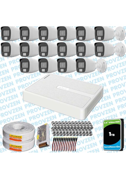 Hilook 16 Kameralı Full Hd Colorvu Mikrofonlu Güvenlik Kamerası Olay Anında Bildirim