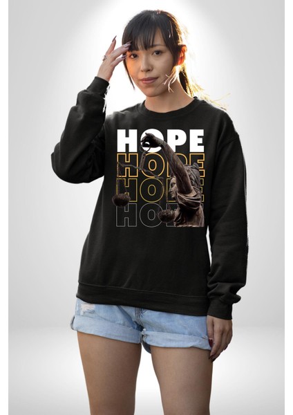 Adelet Terazi Umut Erkek Kadın Unisex Dijital Baskılı Siyah Sweatshirt modelleri