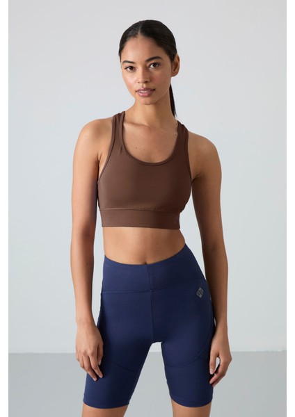 Kahverengi Sırt Detaylı Dar Kalıp U Yaka Kadın Spor Büstiyer - 97120 modelleri