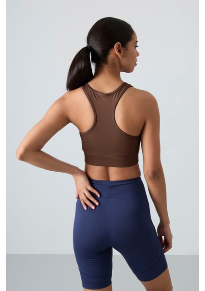 Kahverengi Sırt Detaylı Dar Kalıp U Yaka Kadın Spor Büstiyer - 97120 indirimleri