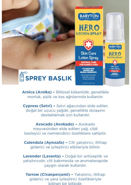 Anlık Yatıştırıcı Hero Losyon Sprey 50 ml modelleri