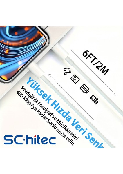 6A 100W Type-C To Lightning Hızlı Data ve Şarj Kablosu 2 Metre Beyaz SX21 indirimleri