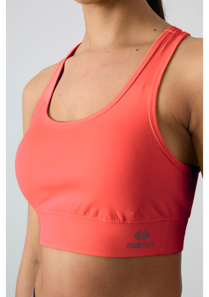 Neon Pembe Sırt Detaylı Dar Kalıp U Yaka Kadın Spor Büstiyer - 97120 modelleri