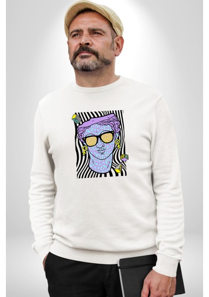 Sadece Piskoloji Erkek Kadın Unisex Dijital Baskılı Beyaz Sweatshirt modelleri
