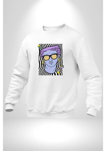 Sadece Piskoloji Erkek Kadın Unisex Dijital Baskılı Beyaz Sweatshirt indirimleri
