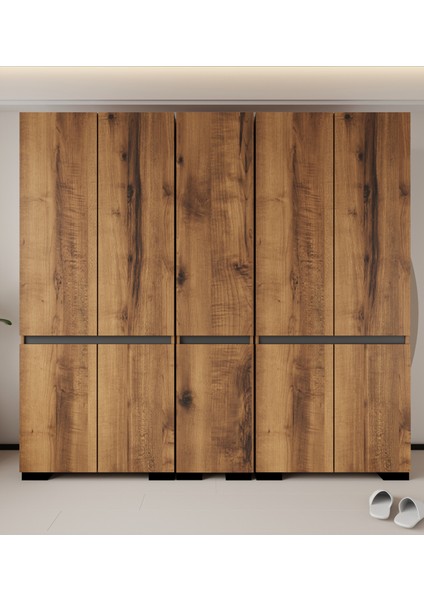 Floransa 10 Kapılı FLR10-A2AR Ceviz- Antrasit Gardırop -Çok Amaçlı Dolap -Yüklük fiyatları