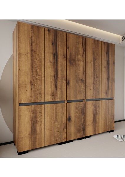 Floransa 10 Kapılı FLR10-A2AR Ceviz- Antrasit Gardırop -Çok Amaçlı Dolap -Yüklük modelleri