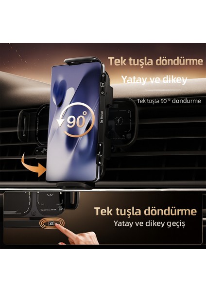 15W Araç Içi Kablosuz Şarj Cihazı ve Telefon Tutucu – 90° Döner Katlanabilir Telefonlara Uyumlu fiyatları