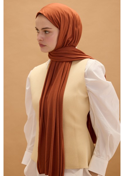 Camellia Scarfs Bambu Penye Şal - Kiremit modelleri