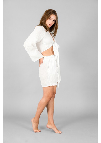 Müslin Kadın Bağlama Detaylı Crop fiyatları