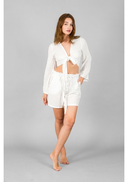 Müslin Kadın Bağlama Detaylı Crop modelleri