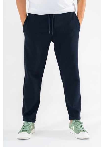 Erkek Lacivert Jogger Eşofman Altı Duble Paça Spor Rahat Pantolon