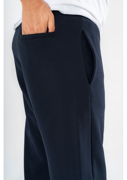 Erkek Lacivert Jogger Eşofman Altı Duble Paça Spor Rahat Pantolon